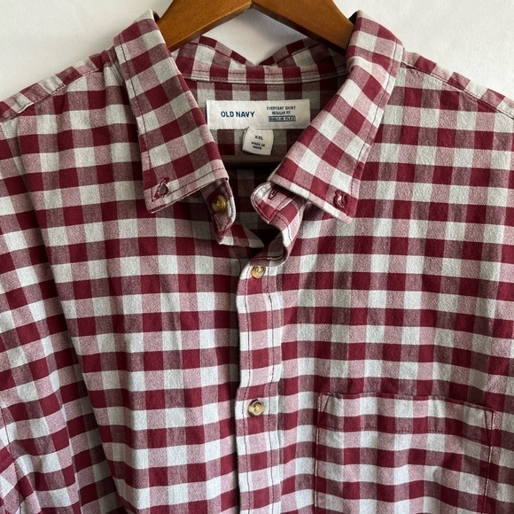 Men's Red & Grey Plaid Button Down Shirt - Picture 4 of 7